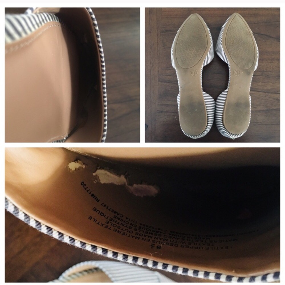 Blue/White Nautical Striped D’Orsay Flats - Picture 5 of 6